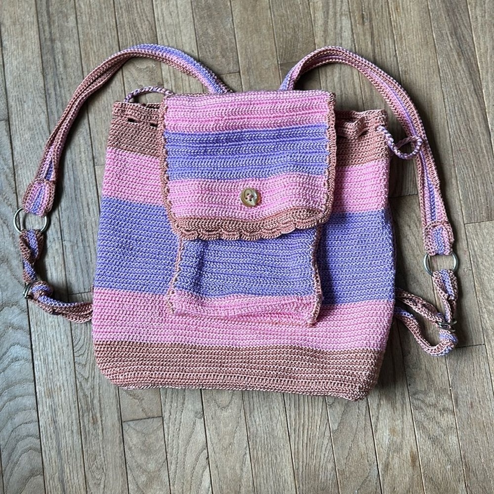 Crochet Pink‎ and Purple backpack